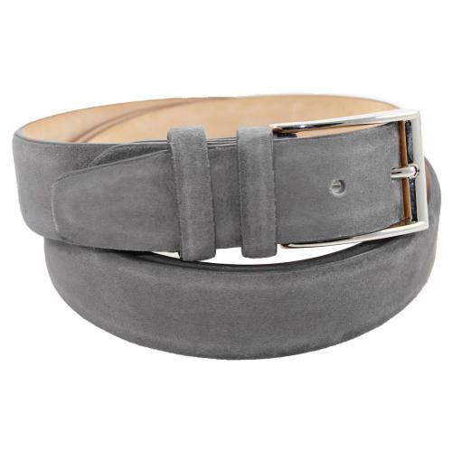 Emilio Franco "B1" Light Grey Genuine Leather Suede Belt